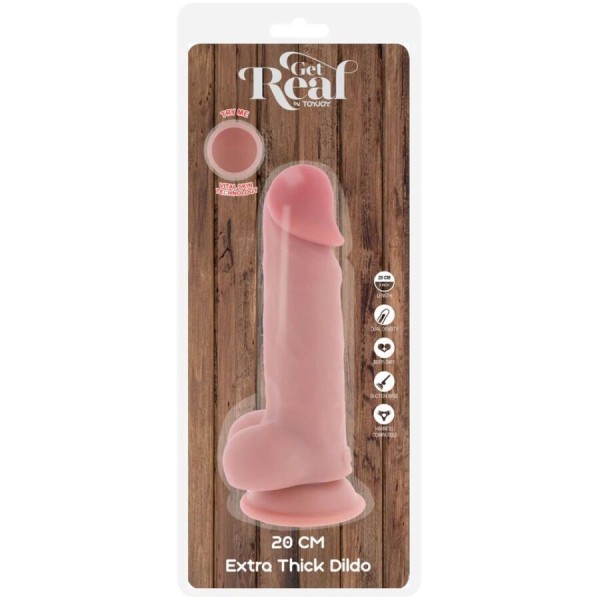 GET REAL - PÉNIS RÉALISTE DE LUXE AVEC TESTICULES EXTRA ÉPAIS DE 20 CM GET REAL