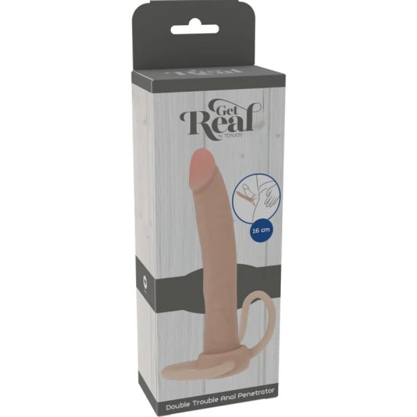 GET REAL - PÉNÉTRATEUR ANAL EN SILICONE DOUBLE TROUBLE 16 CM GET REAL