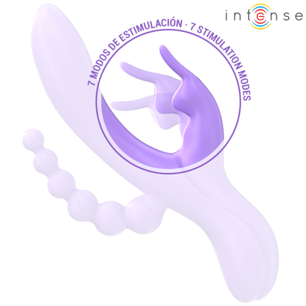 INTENSO - MIKO TRIPLE COELHO VIBRADOR E ESTIMULADOR E ANAL 7 VIBRAÇÕES ROXO INTENSO DIVERSÃO