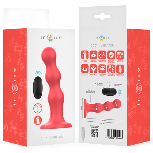 INTENSE - CODY VIBRADOR CON VENTOSA MANDO A DISTANCIA ROJO INTENS