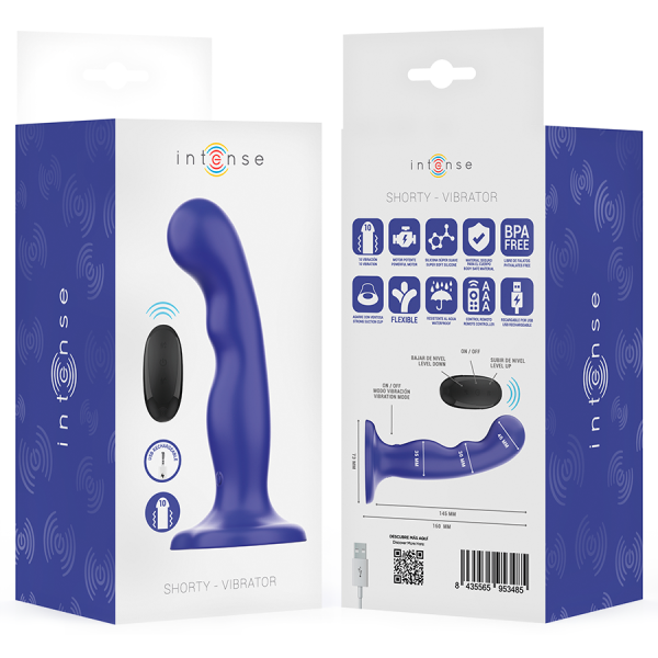 INTENSE - VIBRADOR SHORTY CON VENTOSA AZUL MANDO A DISTANCIA INTE