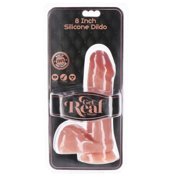 GET REAL - DILDO DE SILICONE DE 20,5 CM COM BOLAS DE PELE REAIS