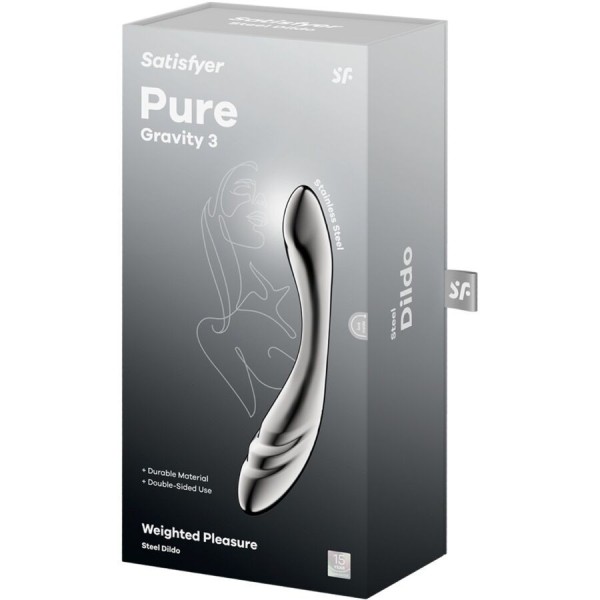 SATISFYER - PURE GRAVITY 3 GODEMICHET DOUBLE EXTRÉMITÉ EN ACIER INOXYDABLE SATISFYER DILDO