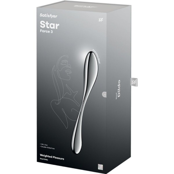 SATISFYER - STAR FORCE 3 GODEMICHET DOUBLE EN ACIER INOXYDABLE SATISFYER DILDO