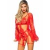 LEG AVENUE - 86123 ENSEMBLE PEIGNOIR ET PORTE-JARRETELLES ROUGE TAILLE M LEG AVENUE SETS