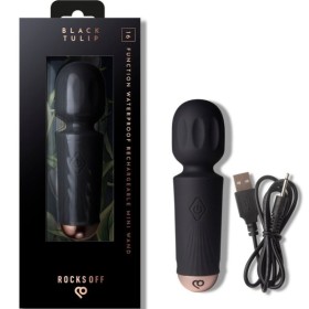 ROCKS-OFF - MINI BAGUETTE RECHARGEABLE 16 FONCTIONS TULIPE NOIRE ROCKS-OFF