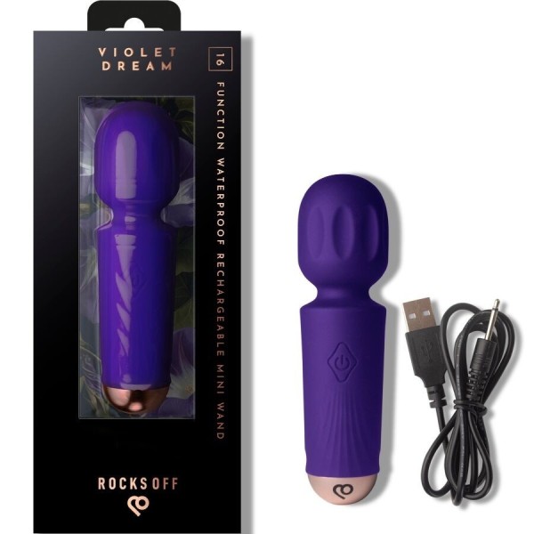 ROCKS-OFF - MINI BAGUETTE RECHARGEABLE 16 FONCTIONS VIOLET DREAM ROCKS-OFF