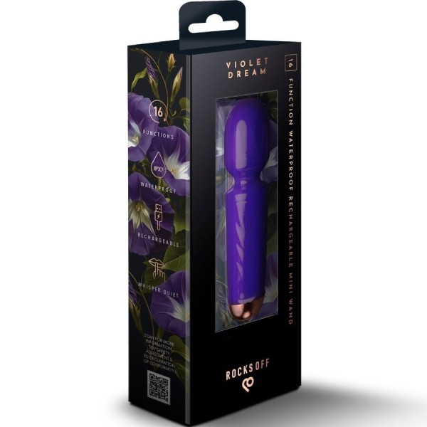 ROCKS-OFF - MINI BAGUETTE RECHARGEABLE 16 FONCTIONS VIOLET DREAM ROCKS-OFF