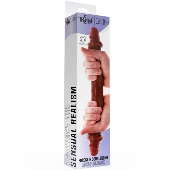 GET REAL - GODEMICHET EN SILICONE À DOUBLE EXTRÉMITÉ CARAMEL 35 CM GET REAL