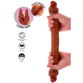 GET REAL - GODEMICHET EN SILICONE À DOUBLE EXTRÉMITÉ CARAMEL 46 CM GET REAL