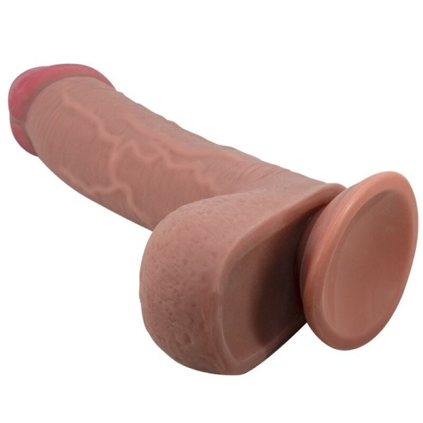 GODE RÉALISTE AVEC VENTOUSE SLIDING SKIN MARRON 23,4 CM PRETTY LOVE HIGH GRADE