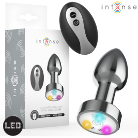 INTENSE - PLUG ANAL VIBRANT EN MÉTAL AVEC LUMIÈRES LED ET TÉLÉCOMMANDE - TAILLE S INTENSE ANAL TOYS