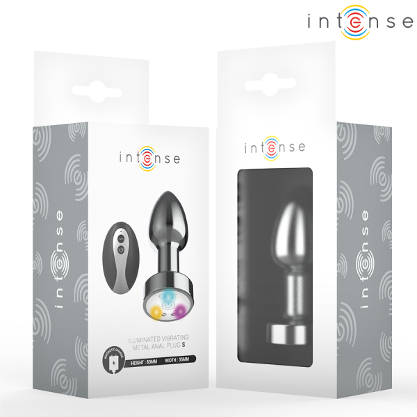 INTENSE - PLUG ANAL VIBRANT EN MÉTAL AVEC LUMIÈRES LED ET TÉLÉCOMMANDE - TAILLE S INTENSE ANAL TOYS
