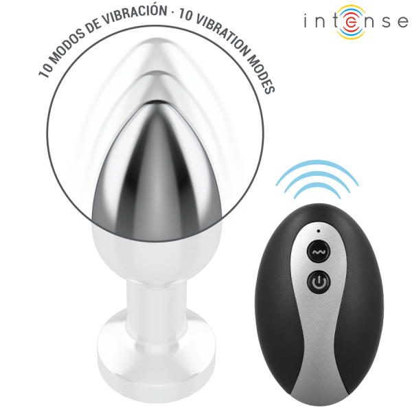 INTENSE - PLUG ANAL VIBRANT EN MÉTAL AVEC LUMIÈRES LED ET TÉLÉCOMMANDE - TAILLE M INTENSE ANAL TOYS