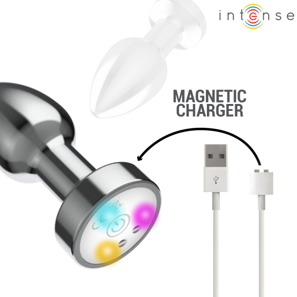 INTENSE - PLUG ANAL VIBRANT EN MÉTAL AVEC LUMIÈRES LED ET TÉLÉCOMMANDE - TAILLE M INTENSE ANAL TOYS