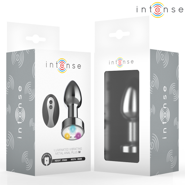 INTENSE - PLUG ANAL VIBRANT EN MÉTAL AVEC LUMIÈRES LED ET TÉLÉCOMMANDE - TAILLE M INTENSE ANAL TOYS