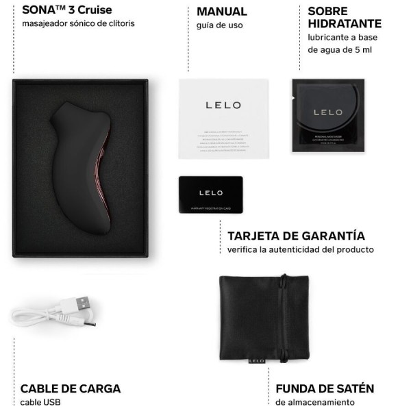 LELO - SONA 3 CRUISE MASSEUR CLITORAL SONIQUE NOIR LELO - Masseuses
