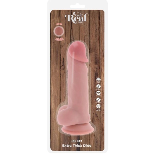 GET REAL - PÉNIS RÉALISTE DE LUXE AVEC TESTICULES EXTRA ÉPAIS DE 28 CM GET REAL