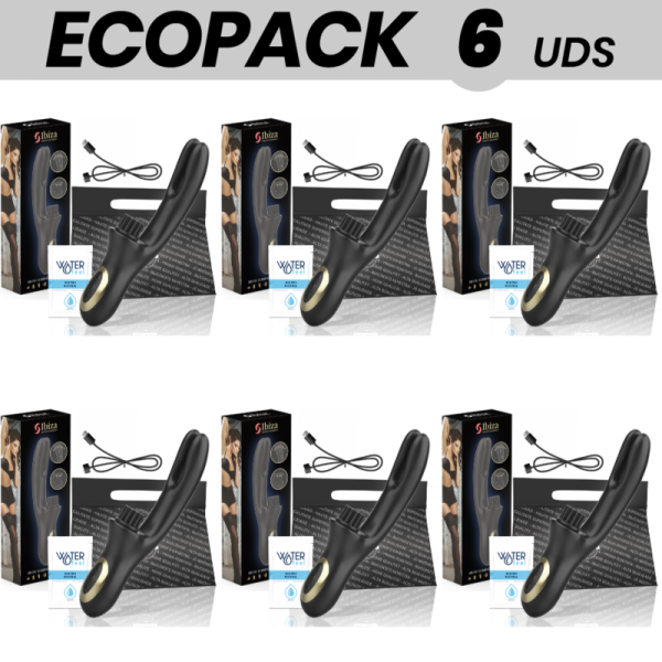 ECOPACK 6 UNIDADES - VIBRADOR DUPLO PINKING IBIZA PRETO TECNOLOGIA IBIZA