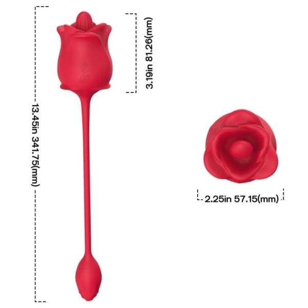 ARMONY - STIMULATEUR D'ASPIRATION ET VIBRATEUR ROSE 2 EN 1 10 MODES AVEC QUEUE ROUGE ARMONY STIMULATORS