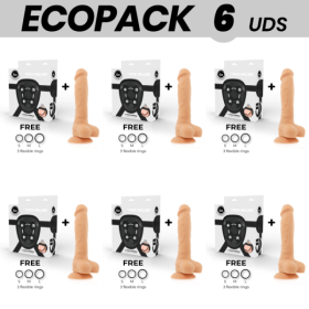 ECOPACK 6 UNITÉS - COCK MILLER HARNAIS + COCKSIL ARTICULABLE SILICONE DENSITÉ 18 CM COCK MILLER