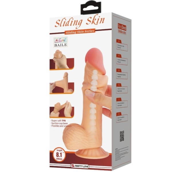BONITO AMOR - SÉRIE SLIDING SKIN DILDO REALÍSTICO COM VENTOSA DESLIZANTE PELE 20,6 CM BONITO AMOR ALTO GRAU