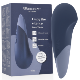 WOMANIZER - VIBE LAY-ON VIBRATEUR SILENCIEUX BLEU FONCÉ WOMANIZER