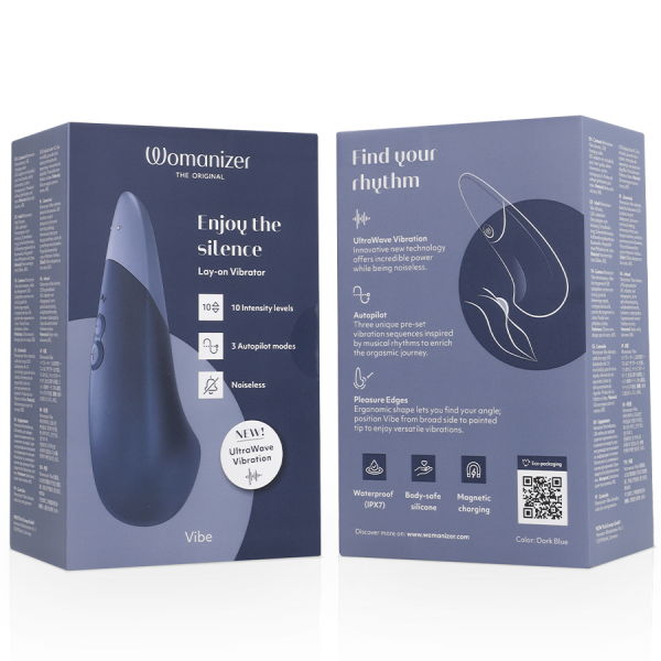 WOMANIZER - VIBE LAY-ON VIBRATEUR SILENCIEUX BLEU FONCÉ WOMANIZER