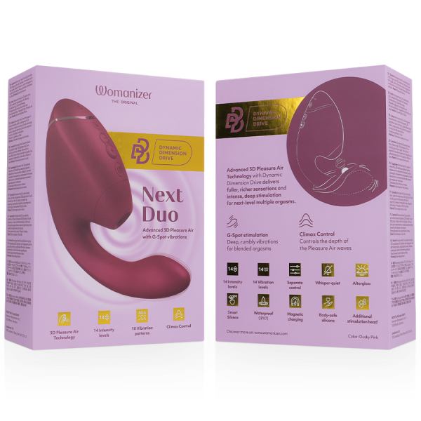 WOMANIZER - DUO NEXT STIMULATEUR CLITORIAL ET DE POINT G DOUBLE ROSE FOYER WOMANIZER