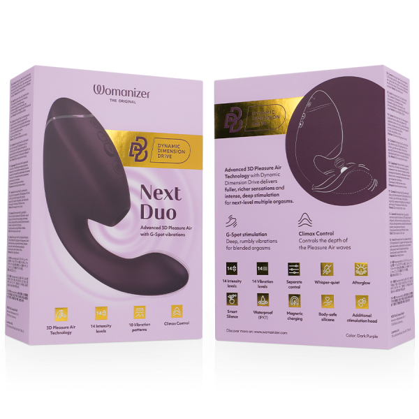 WOMANIZER - DUO NEXT STIMULATEUR CLITORIAL ET DE POINT G DOUBLE VIOLET FONCÉ WOMANIZER