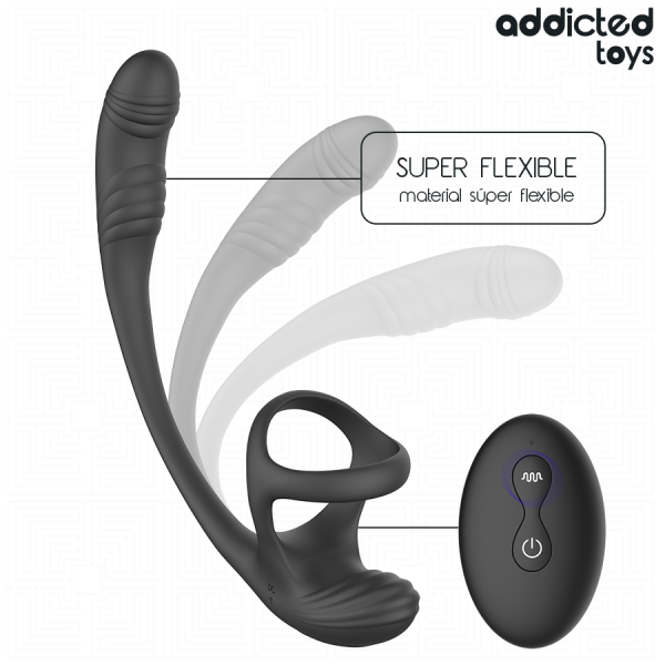 ADDICTED TOYS - PLUG ANAL AVEC VIBRATION, ONDULATION À 360° ET STIMULATEUR DE TESTICULES ADDICTED TOYS