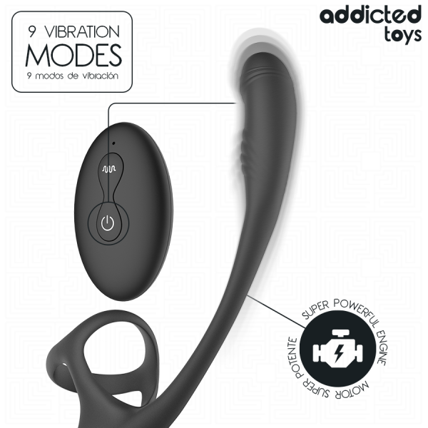 ADDICTED TOYS - PLUG ANAL AVEC VIBRATION, ONDULATION À 360° ET STIMULATEUR DE TESTICULES ADDICTED TOYS