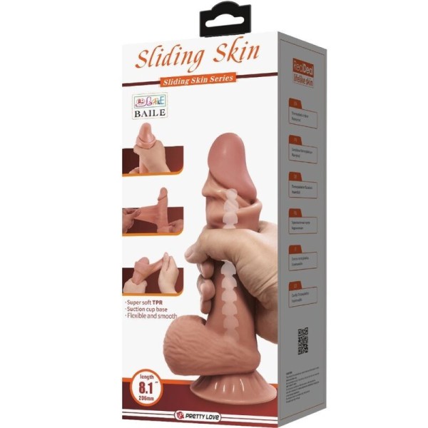 BONITO AMOR - SÉRIE SLIDING SKIN DILDO REALÍSTICO COM VENTOSA DESLIZANTE PELE MARROM 19,4 CM BONITO AMOR ALTO GRAU