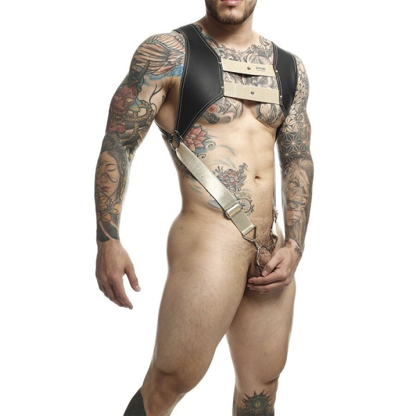 MOB - HARNAIS DNGEON AVEC ANNEAU PÉNIS DORÉ TAILLE UNIQUE MOB