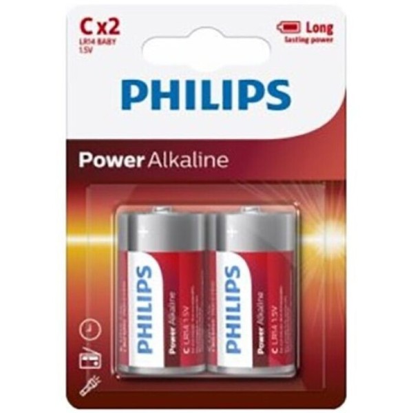 PHILIPS - PASTILLAS ALCALINAS PHILIPS POWER PILA C LR14*2 PHILLIP