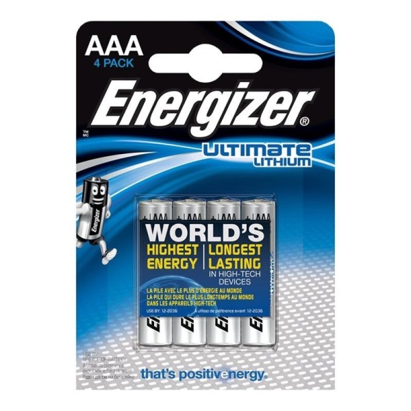 ENERGIZADOR - ULTIMATE LITIO AAA L92 LR03 1.5V *4 ENERGIZER