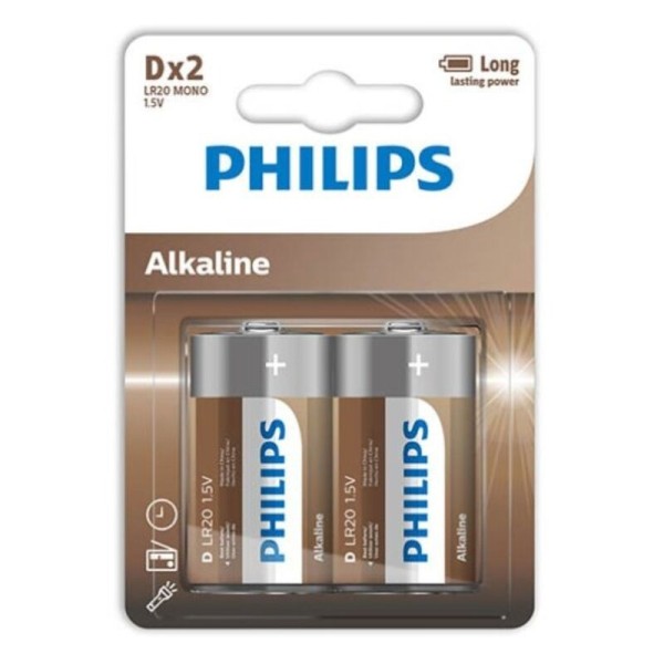 PHILIPS - PILA ALCALINA D LR20 BLISTER*2 PHILLIPS - Pilas