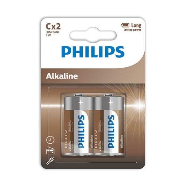 PHILIPS - PILES ALCALINES C LR14 BLISTER*2 PHILLIPS - Piles alcalines