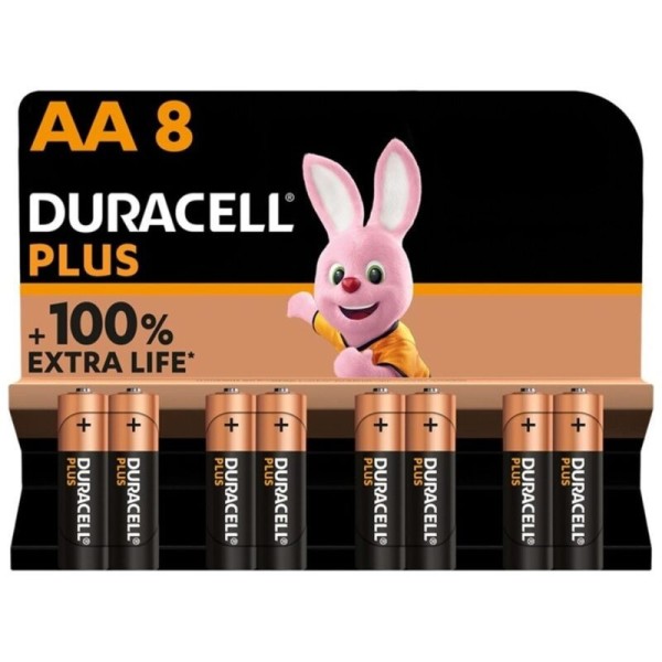 DURACELL - PILA ALCALINA PLUS POWER 100 AA LR6 8 UNIDAD? DURACELL