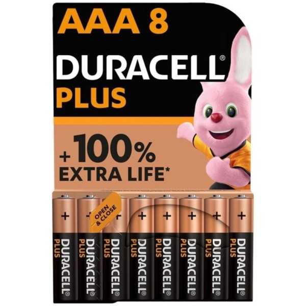 DURACELL - PILA ALCALINA PLUS POWER 100 AAA LR03 8 UNIDAD? DURACE