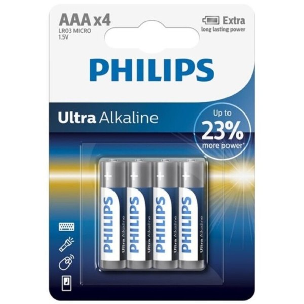 PHILIPS - PILA ULTRA ALCALINA AAA LR03 UNIDAD DE 4 PHILLIPS