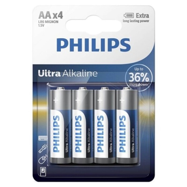 PHILIPS - BATERÍA ULTRA ALCALINA AA LR6 UNIDAD DE 4 PHILLIPS