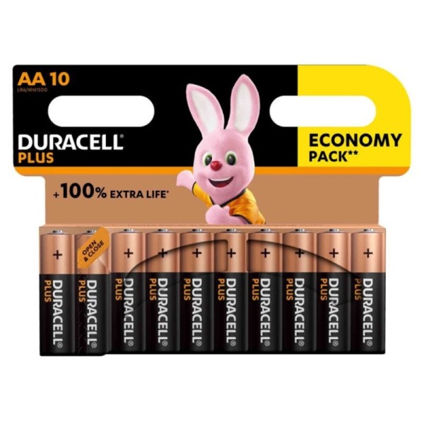 DURACELL - PILA ALCALINA PLUS POWER 100 AA LR6 10 UNIDAD? DURACEL