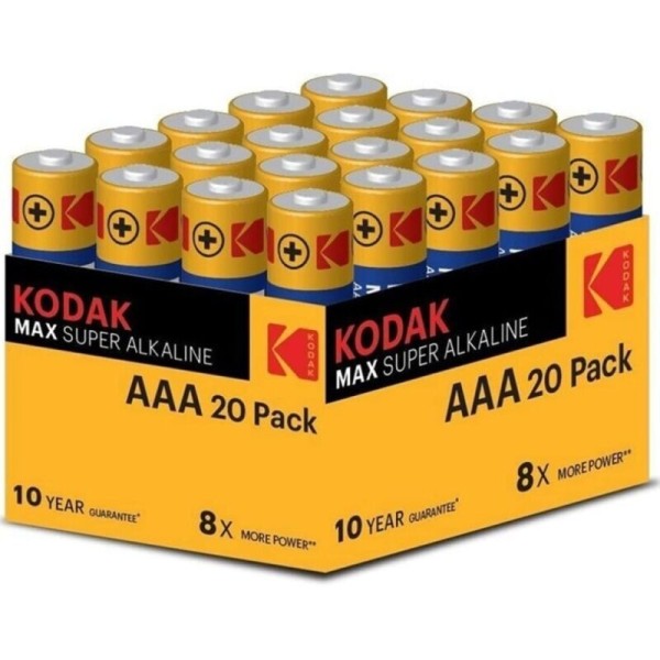 KODAK - PACK DE PILES ALCALINES MAX AAA LR03*20 PILES KODAK