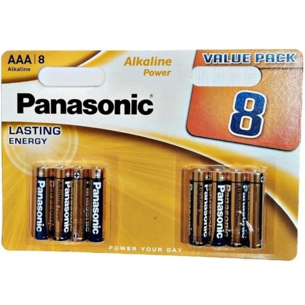 PANASONIC - BLISTER DE PILE AAA ALCALINE BRONZE LR03*8 PANASONIC