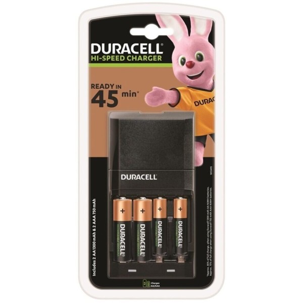DURACELL - CARREGADOR 45MIN. + 2xAA 1700mAh + 2xAAA 750mAh DURACELL