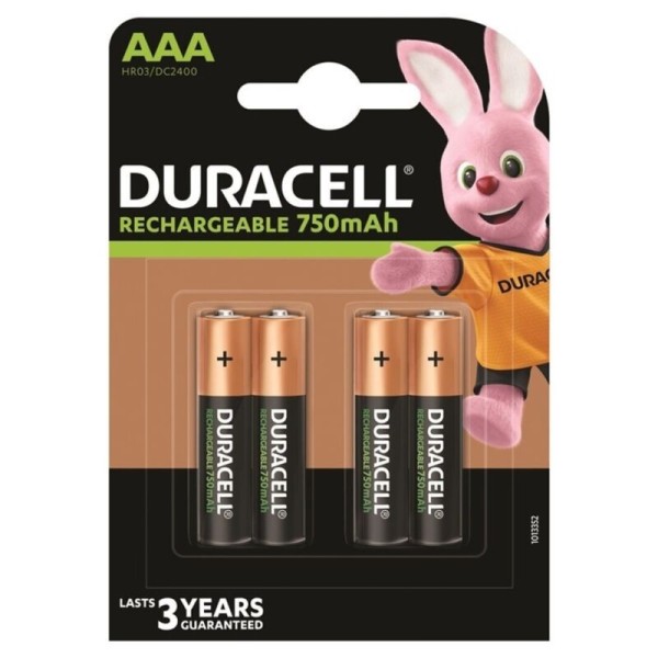 DURACELL - BATERIA RECARREGÁVEL HR03 AAA 750mAh 4 UNIDADES? DURACELL