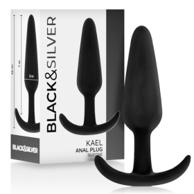 BLACK&SILVER - PLUG ANAL EN SILICONE KAEL AVEC POIGNÉE MOYENNE BLACK&SILVER