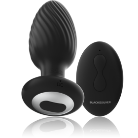 BLACK&SILVER - TÉLÉCOMMANDE DU ROTATEUR ANAL EN SILICONE WELLS PLUG BLACK&SILVER
