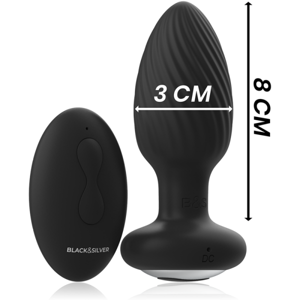 BLACK&SILVER - WELLS PLUG SILICONA ROTADOR ANAL CONTROL REMOTO BL